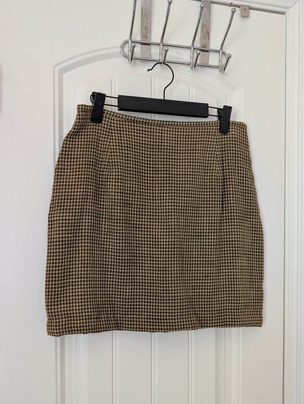 Green And Beige Gingham Midi Skirt 4/6